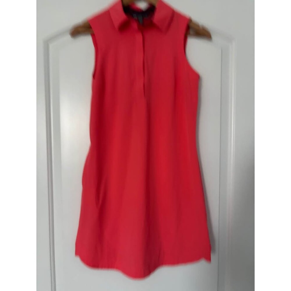 Title Nine Women's XS Sleeveless Polo Shift Dress Coral Red Activity Golf Tennis